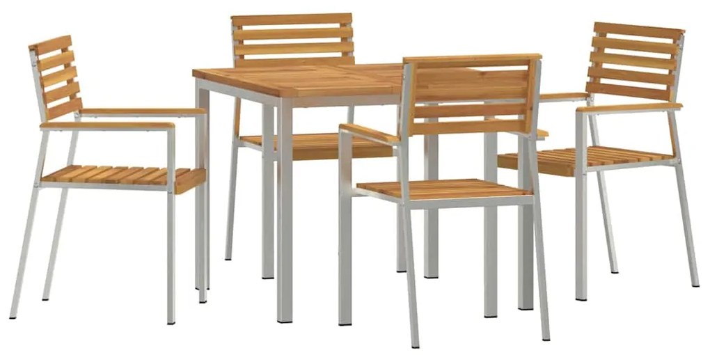 vidaXL Σέτ φαγητού για κήπο 5 pcs Καφέ Στερεό Ξύλο Ακακίας