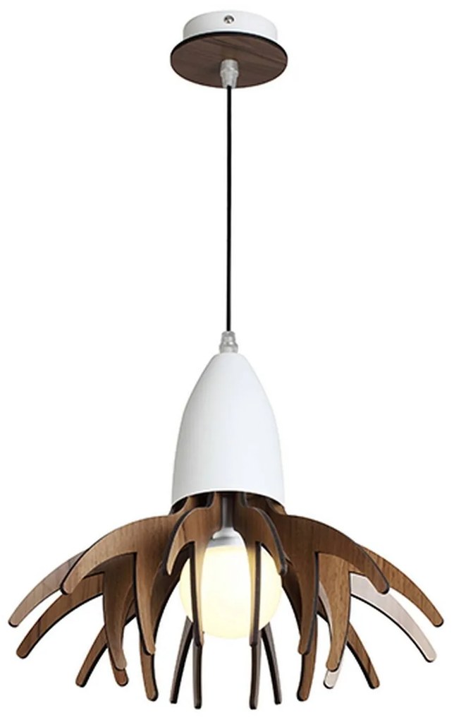 Φωτιστικό Οροφής ZM170031P White &amp; Brown Mdf, Metal