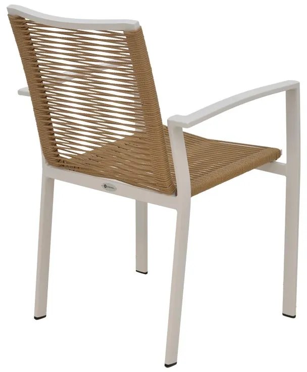 Καρέκλα - Πολυθρόνα Jonian στοιβαζόμενη λευκό αλουμίνιο-textilene σε φυσική απόχρωση 57x63x83 εκ. 57x63x83 εκ.