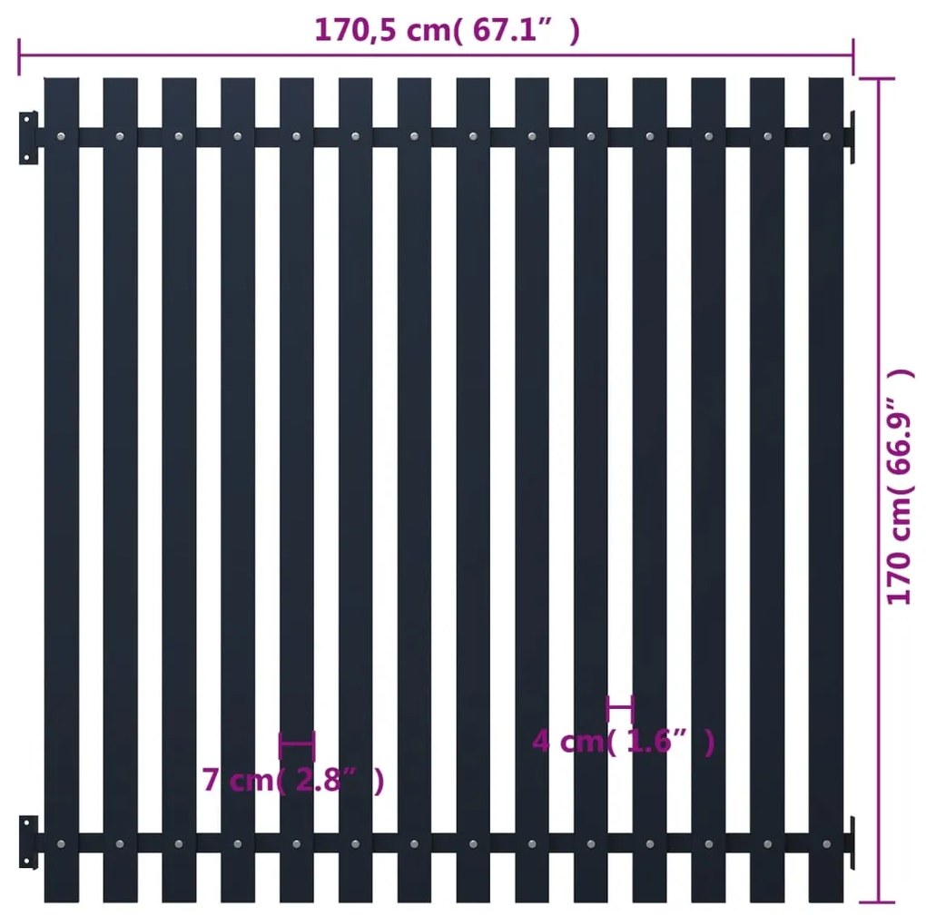 vidaXL Πάνελ Περίφραξης Ανθρακί 170,5x170 εκ. Ατσάλι με Βαφή Πούδρας