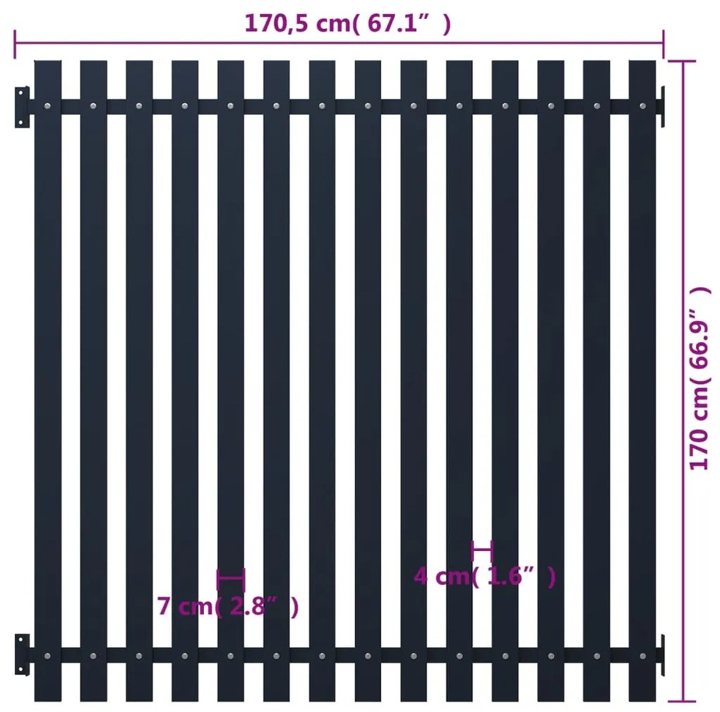 vidaXL Πάνελ Περίφραξης Ανθρακί 178x170 εκ. Ατσάλι με ηλεκτροστατική βαφή πούδρας