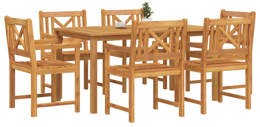 vidaXL Σέτ φαγητού για κήπο 7 pcs Καφέ Μασίφ ξύλο ακακίας