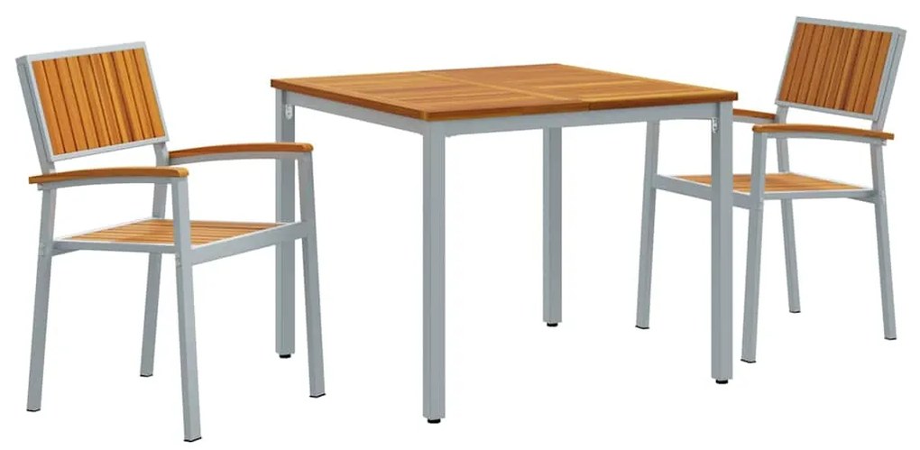 vidaXL Σέτ φαγητού για κήπο 3 pcs Γκρι και καφέ 90 x 90 x 75 cm