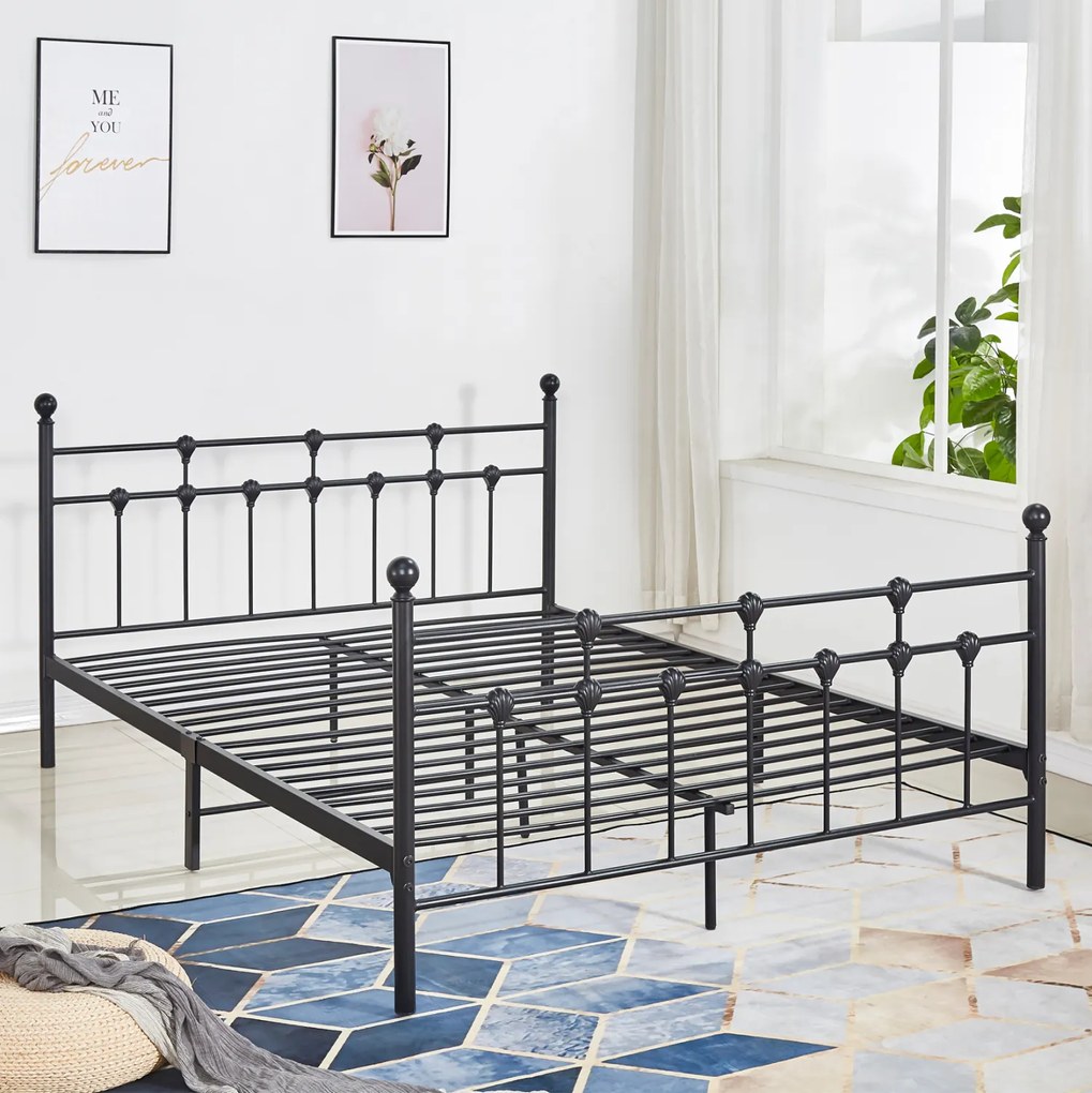Κρεβάτι Μεταλλικό Jacinda 150x200 εκ. Μαύρο Χρώμα