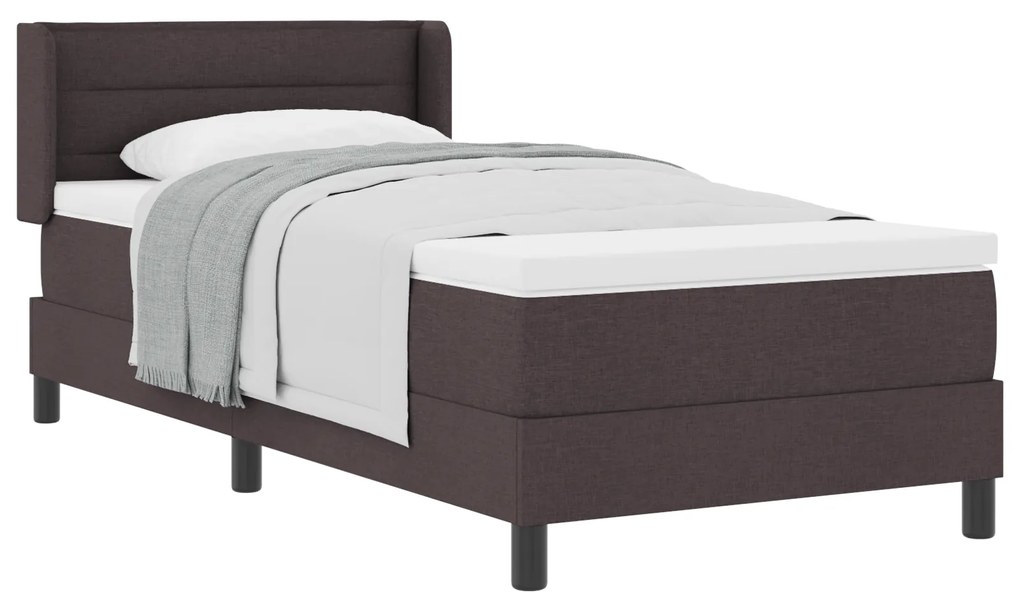 vidaXL Κρεβάτι με ελατήρια Σκούρο Καφέ 100 x 200 cm Ύφασμα και αφρός