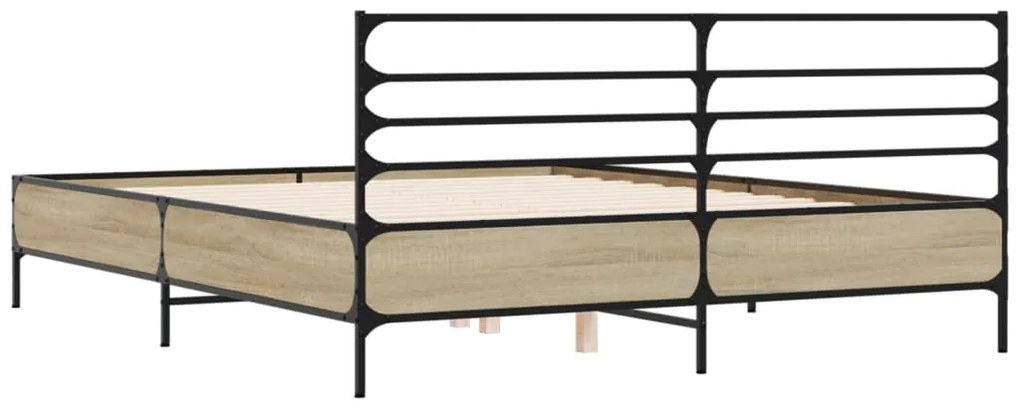 vidaXL Πλαίσιο Κρεβατιού Sonoma Δρυς 150x200 εκ. Επεξ. Ξύλο &amp; Μέταλλο