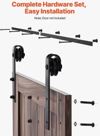 VEVOR 6.6FT Sliding Barn Door Hardware Kit for Single Sliding Barn Door Black