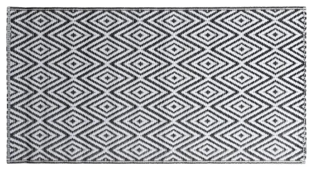 vidaXL Χαλί εξωτερικού χώρου ARAKIL Λευκό και μαύρο 120x180 cm PP