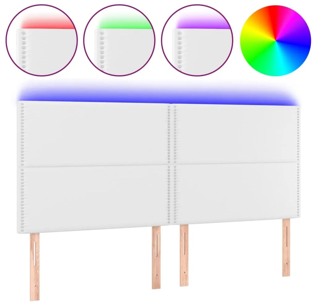 vidaXL Κεφαλάρι Κρεβατιού LED Λευκό 200x5x118/128 εκ