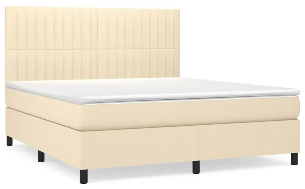 Κρεβάτι Boxspring με Στρώμα Κρεμ 180x200 εκ. Υφασμάτινο - Κρεμ