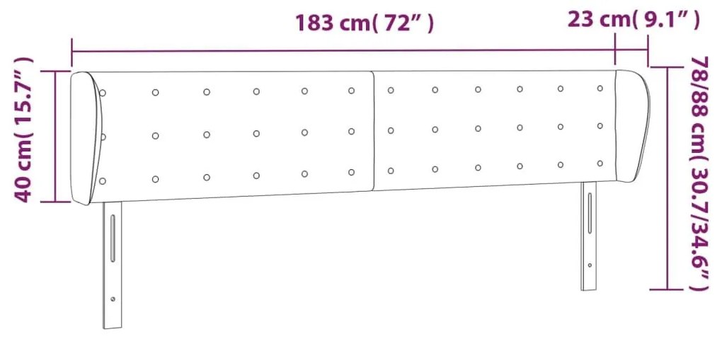 Κεφαλάρι με Πτερύγια Λευκό 183x23x78/88 εκ. Συνθετικό Δέρμα - Λευκό