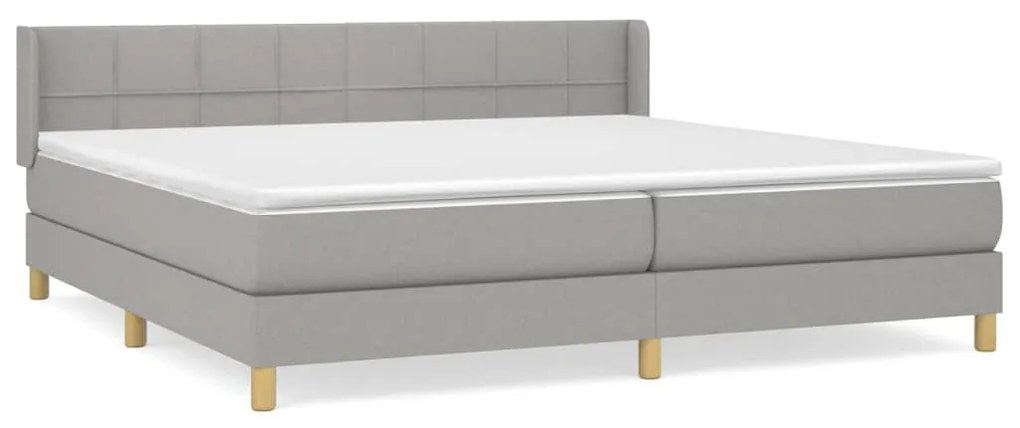 vidaXL Κρεβάτι Boxspring με Στρώμα Ανοιχτό Γκρι 200x200 εκ. Υφασμάτινο