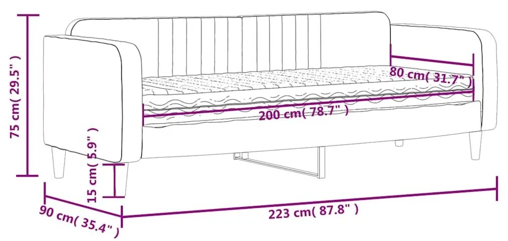 Καναπέ Κρεβάτι με Στρώμα Σκούρο Γκρι 80 x 200 εκ. Βελούδινος - Γκρι