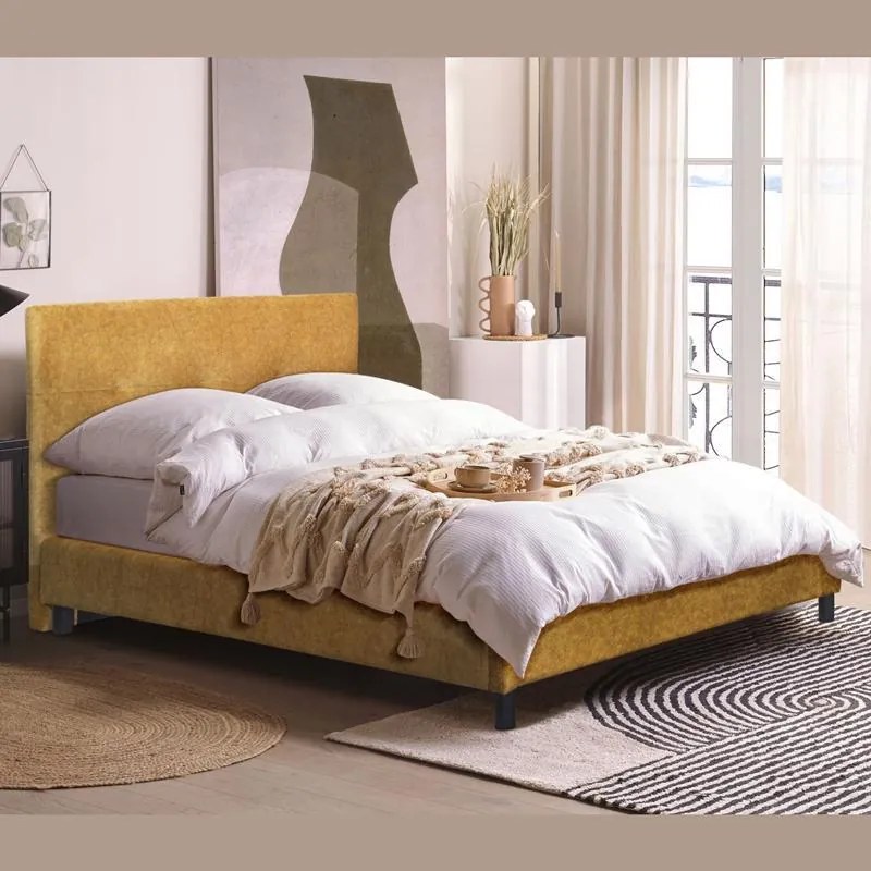 Επενδυμένο Κρεβάτι Channel Fylliana Μουσταρδί 150x200 εκ. 150x208x110 εκ.