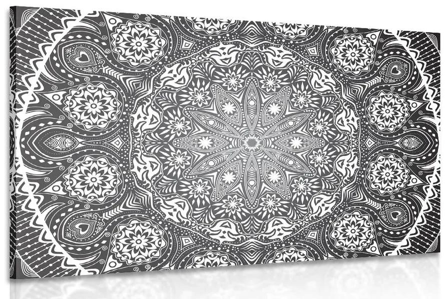 Εικόνα διακοσμητικό Mandala με δαντέλα σε μαύρο & άσπρο - 120x80