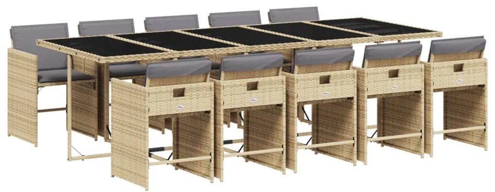 vidaXL Σετ Τραπεζαρίας Κήπου 11 τεμ. Μπεζ Συνθετικό Ρατάν με Μαξιλάρια