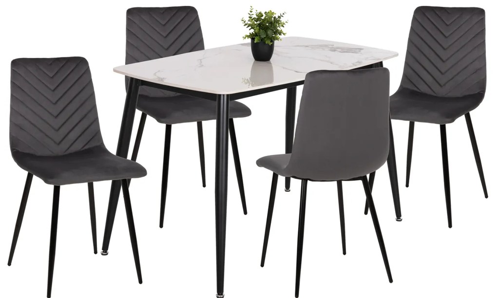 ΣΕΤ ΤΡΑΠΕΖΑΡΙΑΣ 5ΤΜΧ LATRELL HM21192 ΤΡΑΠΕΖΙ ΚΕΡΑΜΙΚΟ TOP-ΒΕΛΟΥΔΟ ΓΚΡΙ ΚΑΡΕΚΛΕΣ