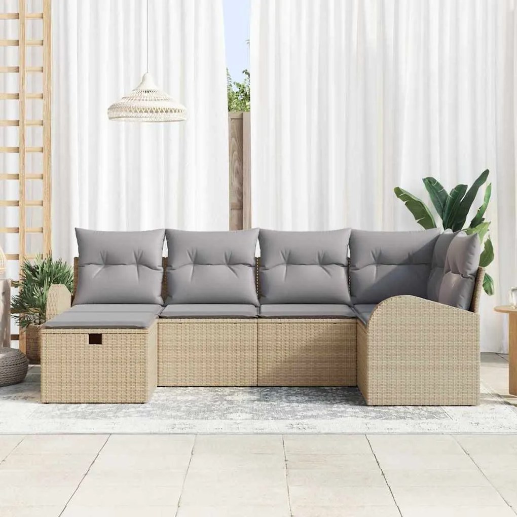 vidaXL Σετ Καναπέ Κήπου 6 pcs μπεζ και ανοιχτό γκρι 234 x 124 x 85 εκ