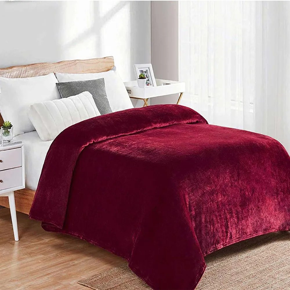 Κουβέρτα Fleece 04 Bordeaux DimCol Υπέρδιπλo 220x240cm Πολυέστερ