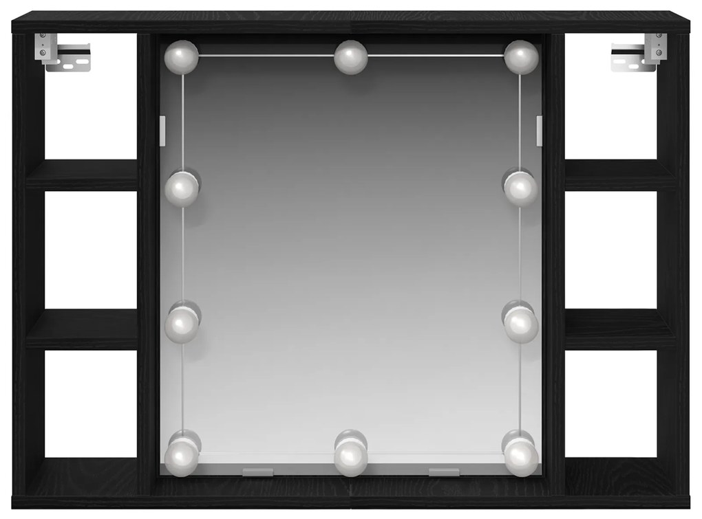 vidaXL Καθρέφτης Ντουλάπι LED - Μαύρη Δρυς - 76x15x55 εκ. - Κατασκευασμένο από Επεξεργασμένο Ξύλο
