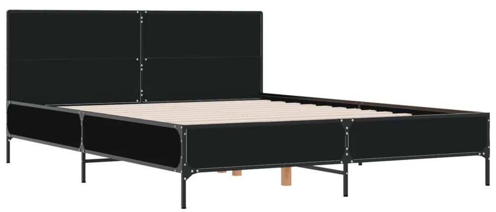 vidaXL Πλαίσιο Κρεβατιού Μαύρο 160 x 200 εκ. Επεξ. Ξύλο & Μέταλλο