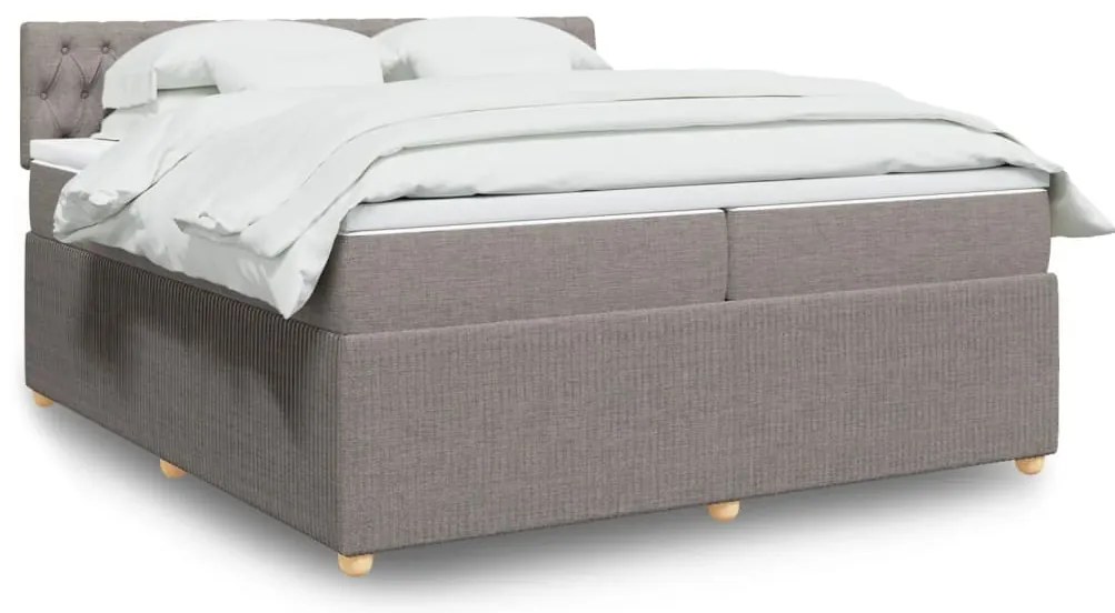vidaXL Κρεβάτι Boxspring με Στρώμα Taupe 200x200 εκ. Υφασμάτινο