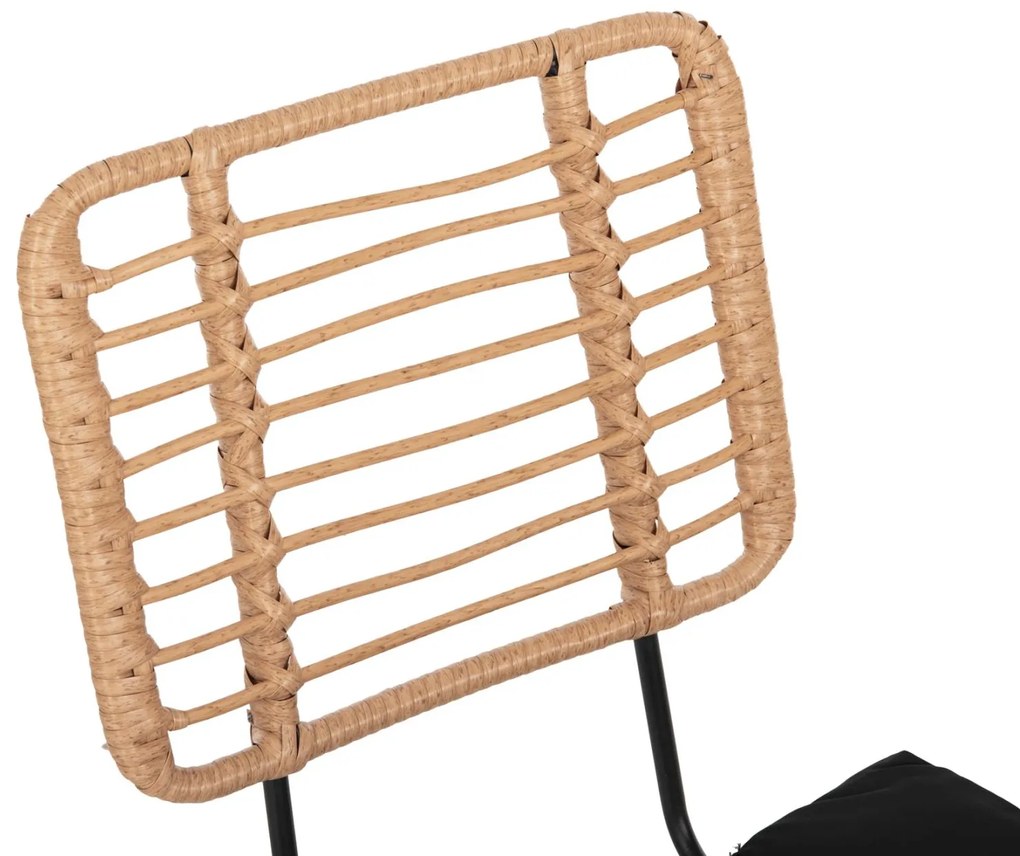 Καρέκλα ALLEGRA C5454.11 Μεταλλική με Μαξιλάρι Μαύρο και Wicker Μπέζ 50,5x49,5x88Υ εκ. 50.5x49.5x88 εκ.