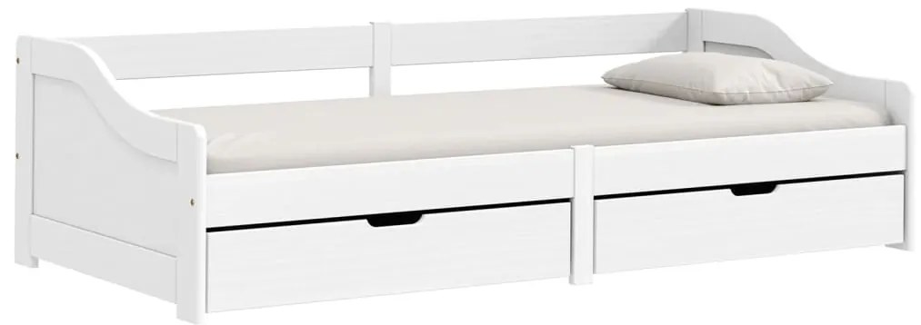 vidaXL Καναπές Κρεβάτι 2 Συρτ. IRUN Λευκός 90x200εκ. Μασίφ Ξύλο Πεύκου