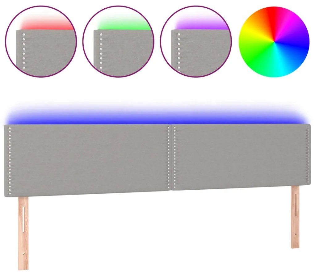 vidaXL Κεφαλάρι Κρεβατιού LED Ανοιχτό Γκρι 160x5x78/88 εκ. Υφασμάτινο