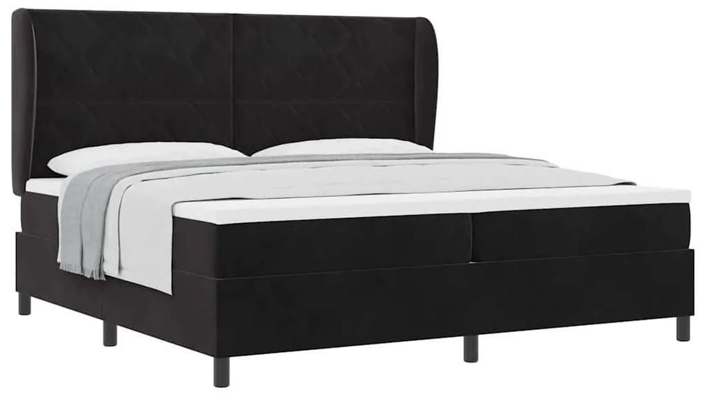 vidaXL Κρεβάτι με ελατήρια με στρώμα Μαύρο 200 x 200 cm Βελούδο