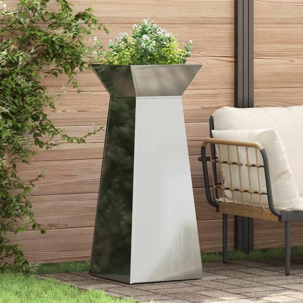 vidaXL Γλάστρες Κήπου Πυλώνες 2 τμχ με Λεκάνη 40x40x100 εκ από Γαλβανισμένο Χάλυβα