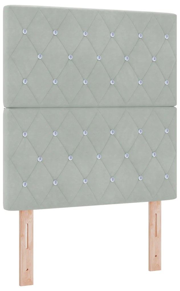 vidaXL Κρεβάτι Box Spring με Στρώμα & Παγκάκι Ανοιχτό Γκρι 80x200 εκ Βελούδο