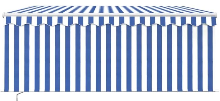 vidaXL Τέντα Συρόμενη Χειροκίνητη με Σκίαστρο Μπλε / Λευκό 3 x 2,5 μ.