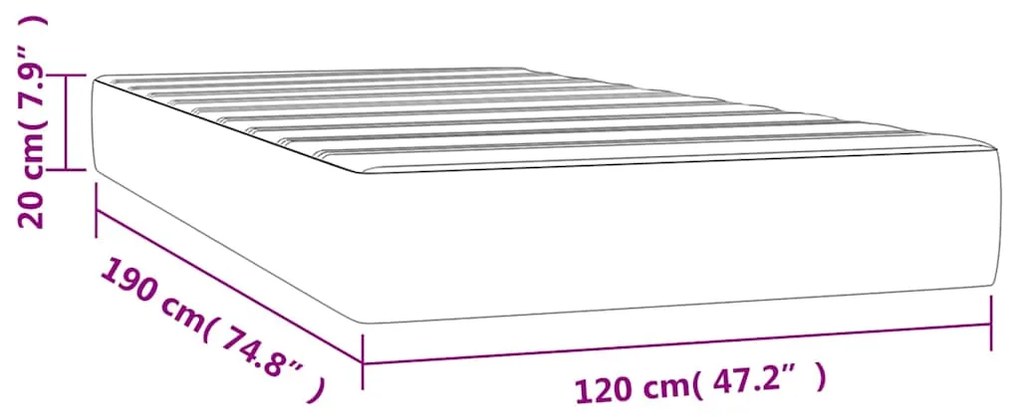 vidaXL Στρώμα με Pocket Springs Σκούρο Γκρι 120x190x20 εκ. Υφασμάτινο
