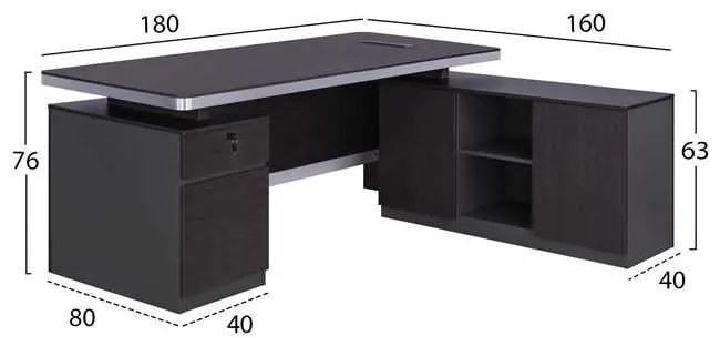 ΕΠΑΓΓΕΛΜΑΤΙΚΟ ΓΡΑΦΕΙΟ ΔΕΞΙΑ ΓΩΝΙΑ HM2092R ROSEWOOD 180X160X76Y εκ.