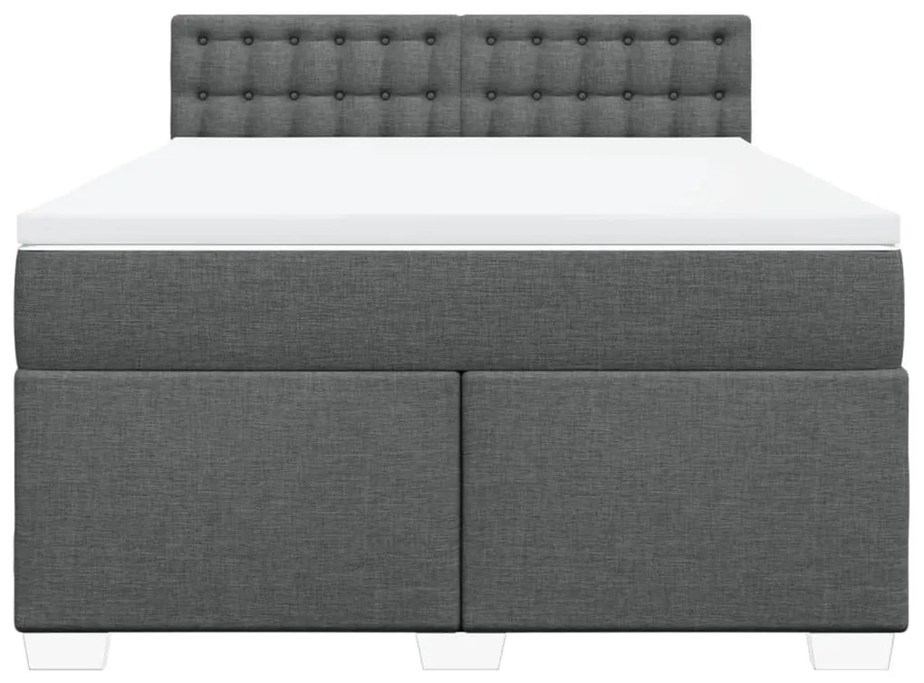 vidaXL Κρεβάτι Boxspring με Στρώμα Σκούρο Γκρι 140x190 εκ. Υφασμάτινο