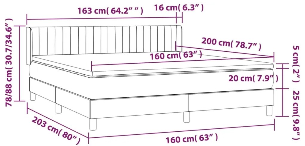 ΚΡΕΒΑΤΙ BOXSPRING ΜΕ ΣΤΡΩΜΑ ΣΚΟΥΡΟ ΓΚΡΙ 160X200 ΕΚ. ΒΕΛΟΥΔΙΝΟ 3131088