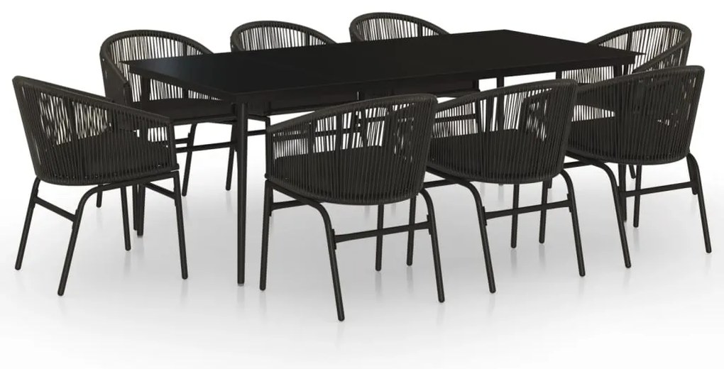 vidaXL Σετ Τραπεζαρίας Κήπου 9 Τεμαχίων Μαύρο