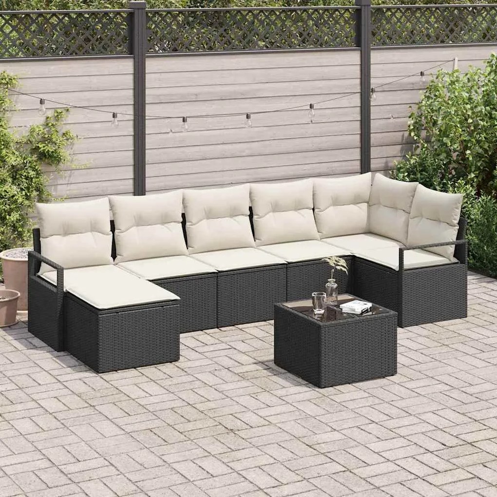 vidaXL Σετ Καναπέ Κήπου 8 pcs Μαύρο Πολυ ράταν