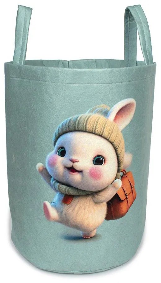 Παιδικό Καλάθι Αποθήκευσης Happy Bunny 42 50X30X45 cm Βεραμάν Υφασμάτινο - DIMcol
