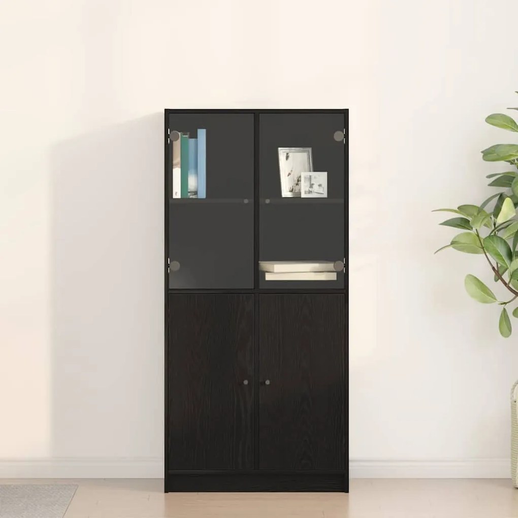 Highboard Μαύρο 68 x 37 x 142 εκ Επεξεργασμένο ξύλο