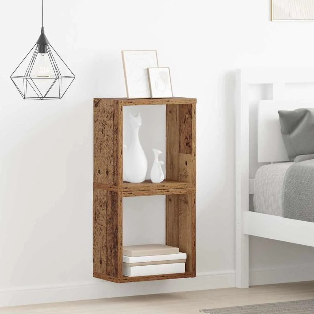 vidaXL Ράφια Τοίχου με ράφι 2 pcs Παλαιό ξύλο 26 x 15 x 26 cm
