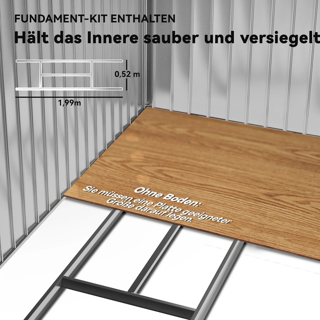 Outsunny Αποθήκη Εργαλείων με Συρόμενες Πόρτες 2,13 x 1,30 x 1,85cm Μέταλλο Γκρι