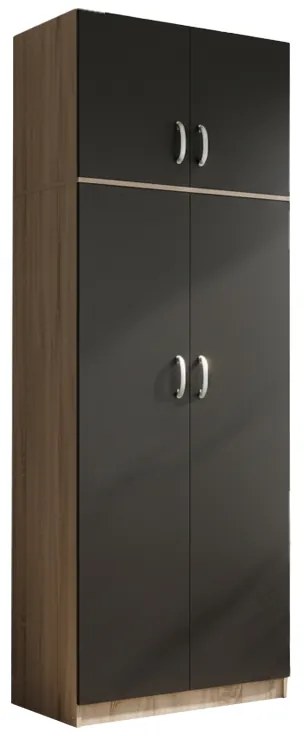 Ντουλάπα δίφυλλη και πατάρι Lego pakoworld σε sonoma-ανθρακί απόχρωση 80x42x240εκ