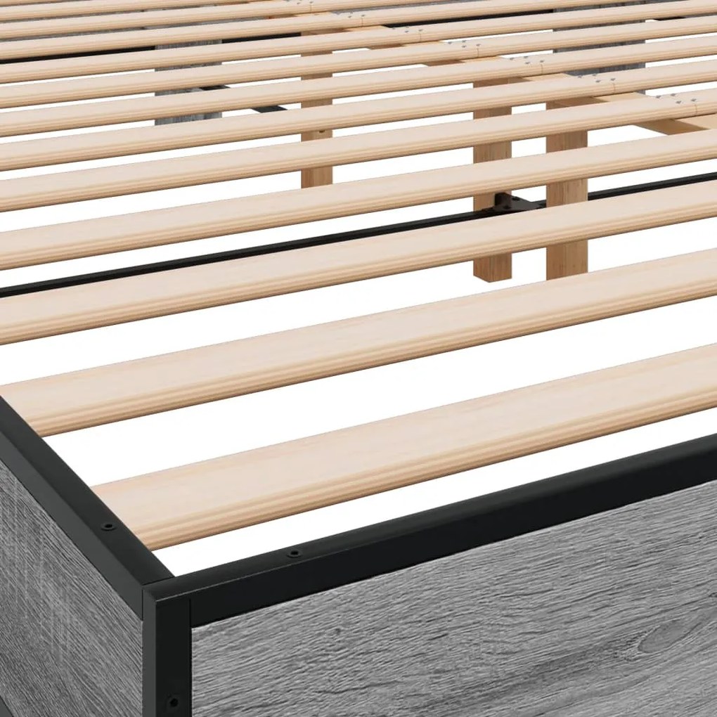 vidaXL Πλαίσιο Κρεβατιού Γκρι Sonoma 180x200 εκ. Επεξ. Ξύλο &amp; Μέταλλο