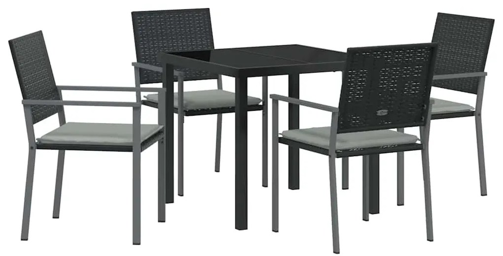 vidaXL Σέτ φαγητού για κήπο 5 pcs Μαύρο και Ανοιχτό Γκρι Ράτα PE