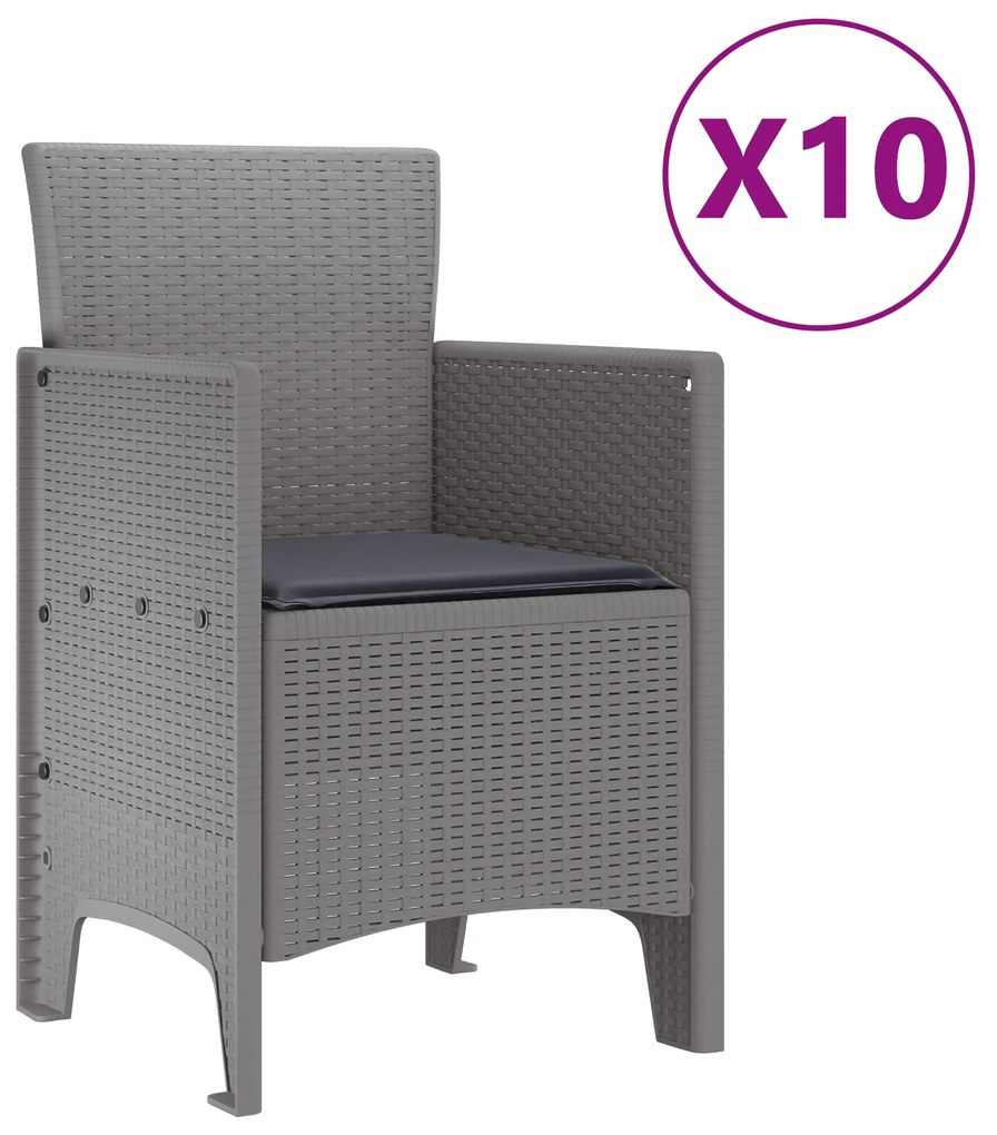 vidaXL Σέτ φαγητού για κήπο 11 pcs Ανοιχτό γκρι και Ανθρακί Μεγάλο