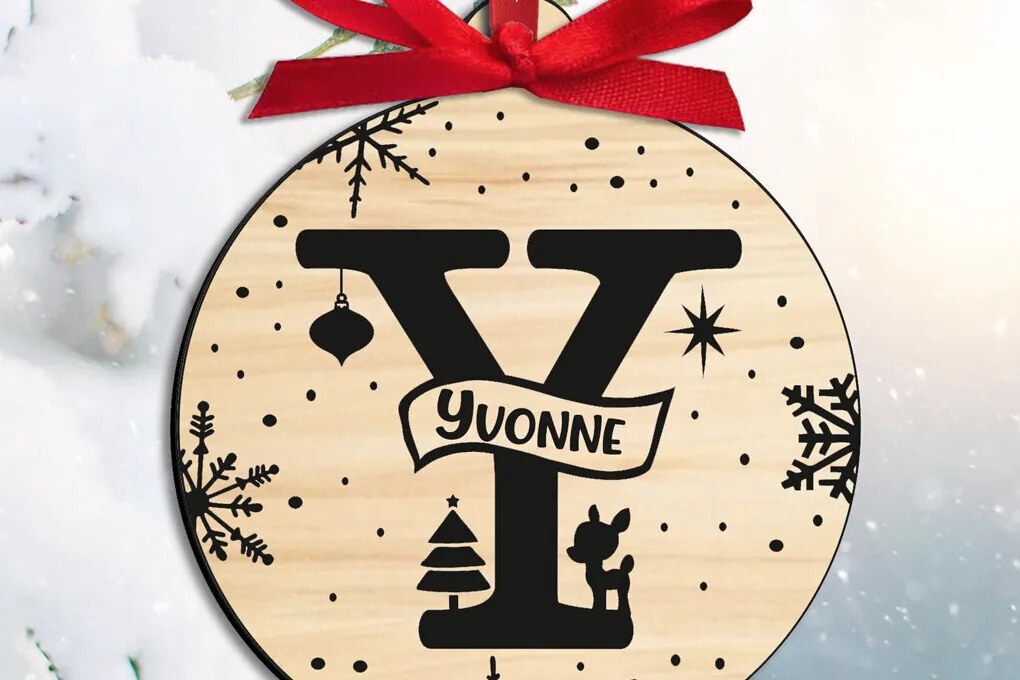 Σετ των 3 Intra απο ξύλο plywood 3mm-4mm πάχος Χριστουγεννιάτικο γράμμα Y Μονόγραμμα Holiday Δίασταση 8x8 cm INTRAFABR-109626846