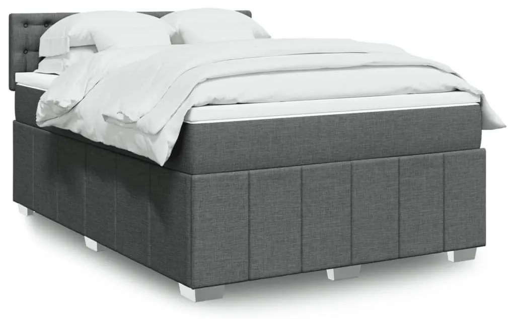 ΚΡΕΒΑΤΙ BOXSPRING ΜΕ ΣΤΡΩΜΑ ΣΚΟΥΡΟ ΓΚΡΙ 160X200 ΕΚ ΥΦΑΣΜΑΤΙΝΟ 3289434