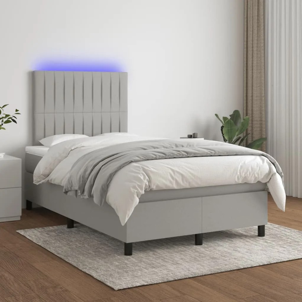 ΚΡΕΒΑΤΙ BOXSPRING ΜΕ ΣΤΡΩΜΑ &amp; LED ΑΝ.ΓΚΡΙ 120X190ΕΚ. ΥΦΑΣΜΑΤΙΝΟ 3270211